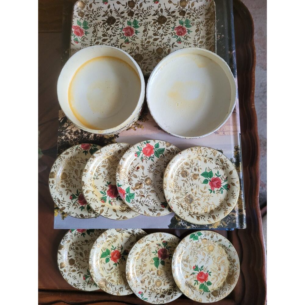 Vintage Alfred Knobler Highmount Lacquerware Chintz Coasters And Tray Set Japan